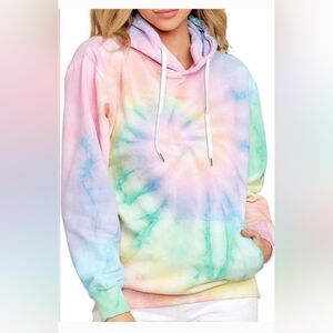 Womens "EFAN" brand Pastel Tie-dye Pullover Hoodie sz Medium